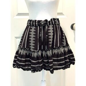 Elan Boho Black & White Patterned Tiered Mini Skirt M